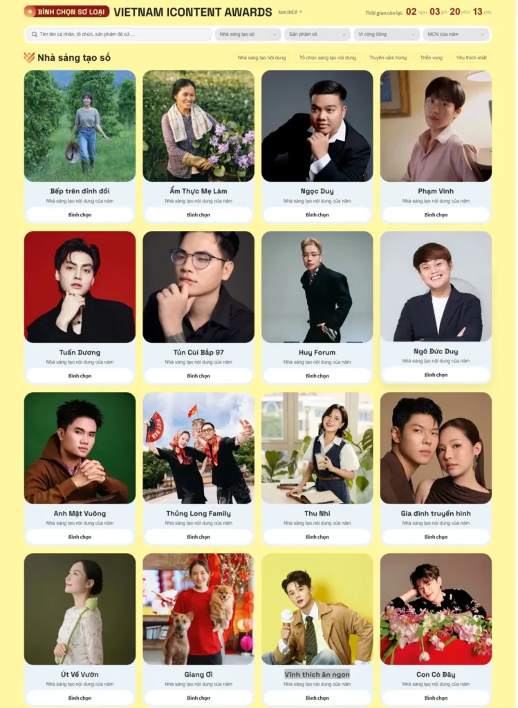 Hình minh họa: Còn hai ngày bình chọn vòng sơ loại Vietnam iContent Awards 2026