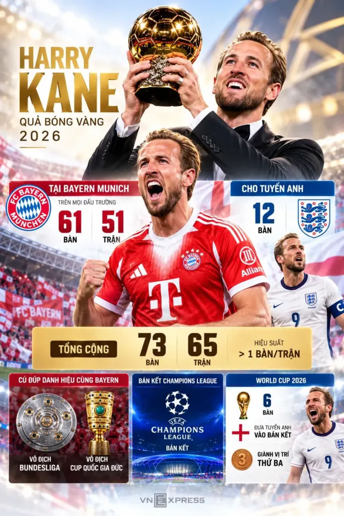 Hình minh họa: Harry Kane – từ người không danh hiệu đến Quả Bóng Vàng