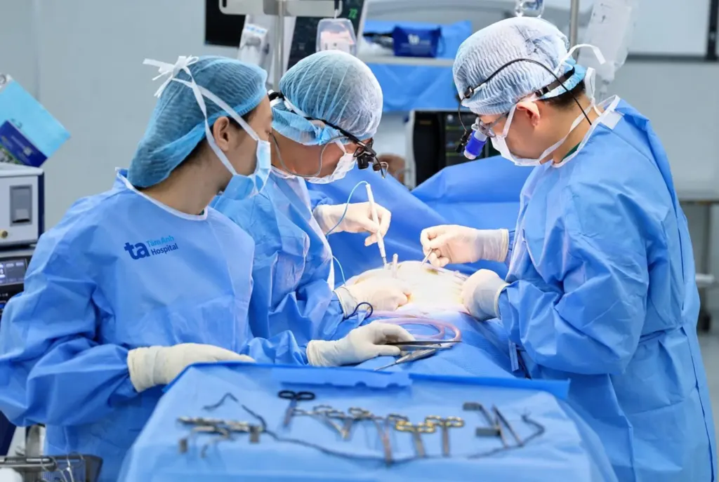 Hình minh họa: Mổ bắc ba cầu mạch vành khi tim vẫn đập