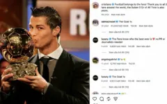 Ronaldo ăn mừng Quả Bóng Vàng hay nhất mọi thời